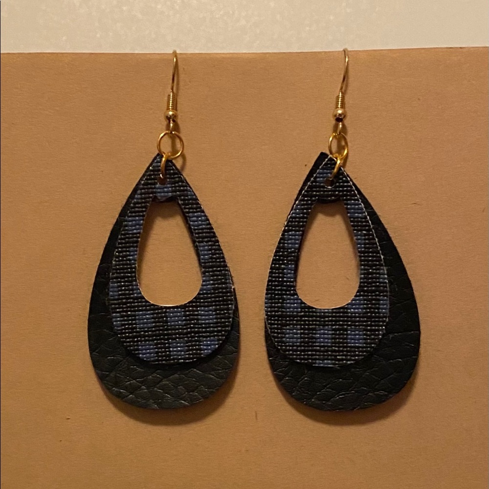 Handmade faux leather teardrop earrings
